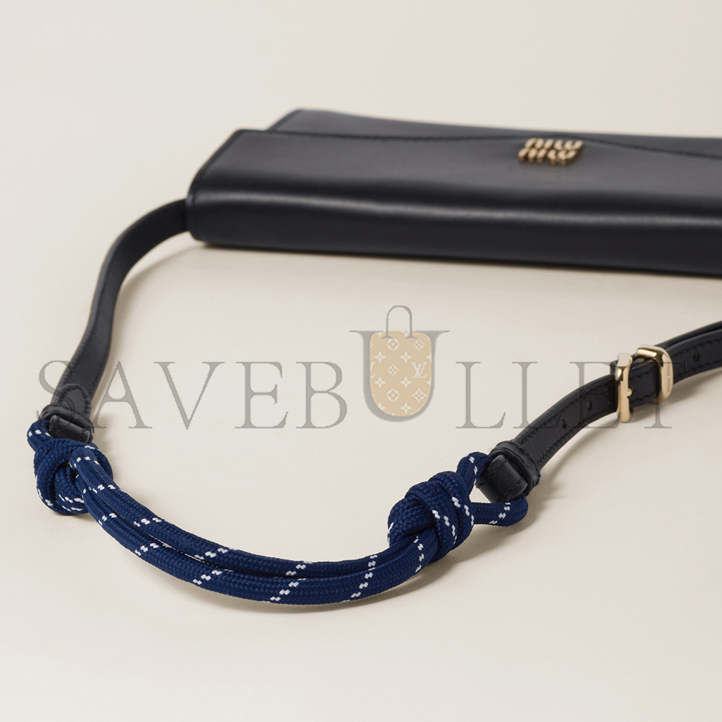 MIU MIU LEATHER WALLET WITH LEATHER AND CORD SHOULDER STRAP 5MT025 (19*9.5*2cm)